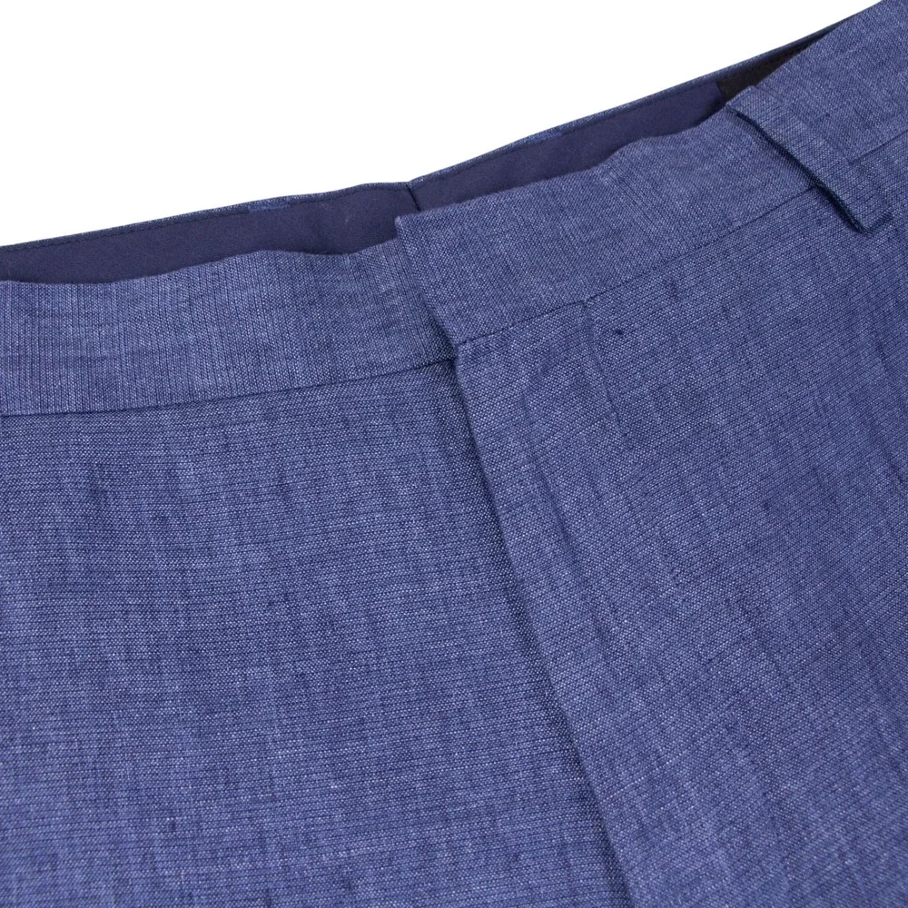 Bonobos Mens 38 Athletic Fit Blue Linen Lanificio Campore Italian Pants Trousers